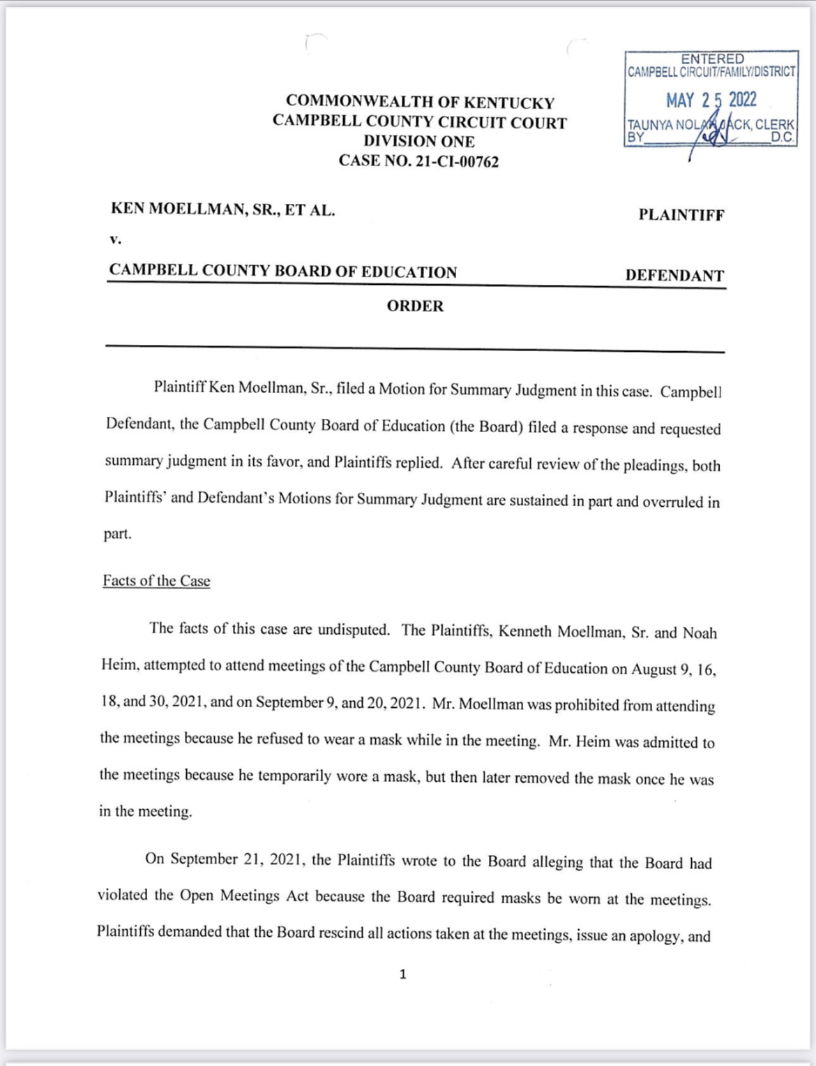 Campbell County Circuit Court Order