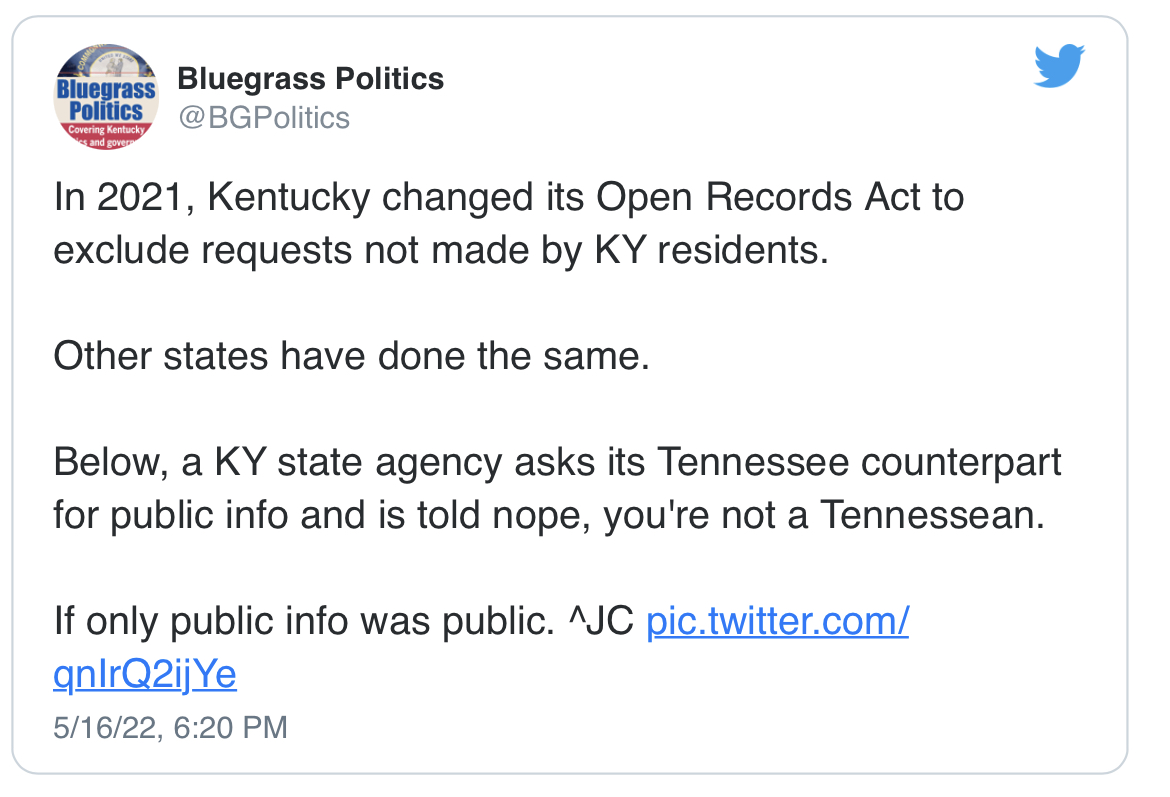 May 16 tweet from Bluegrass Politics