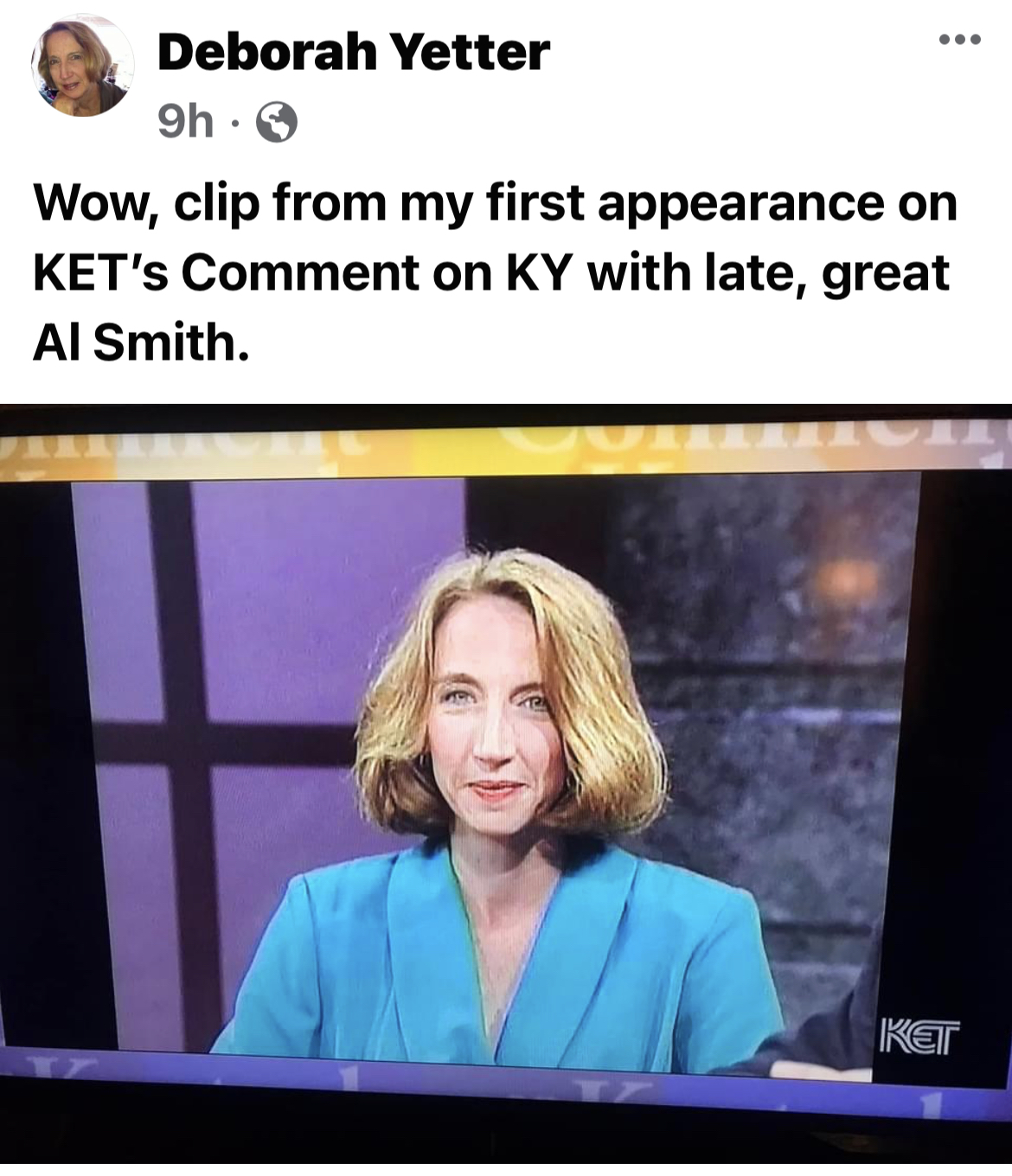 Facebook post by Debby Yetter with ofHoot from her first appearance on “Comment on Kentucky”