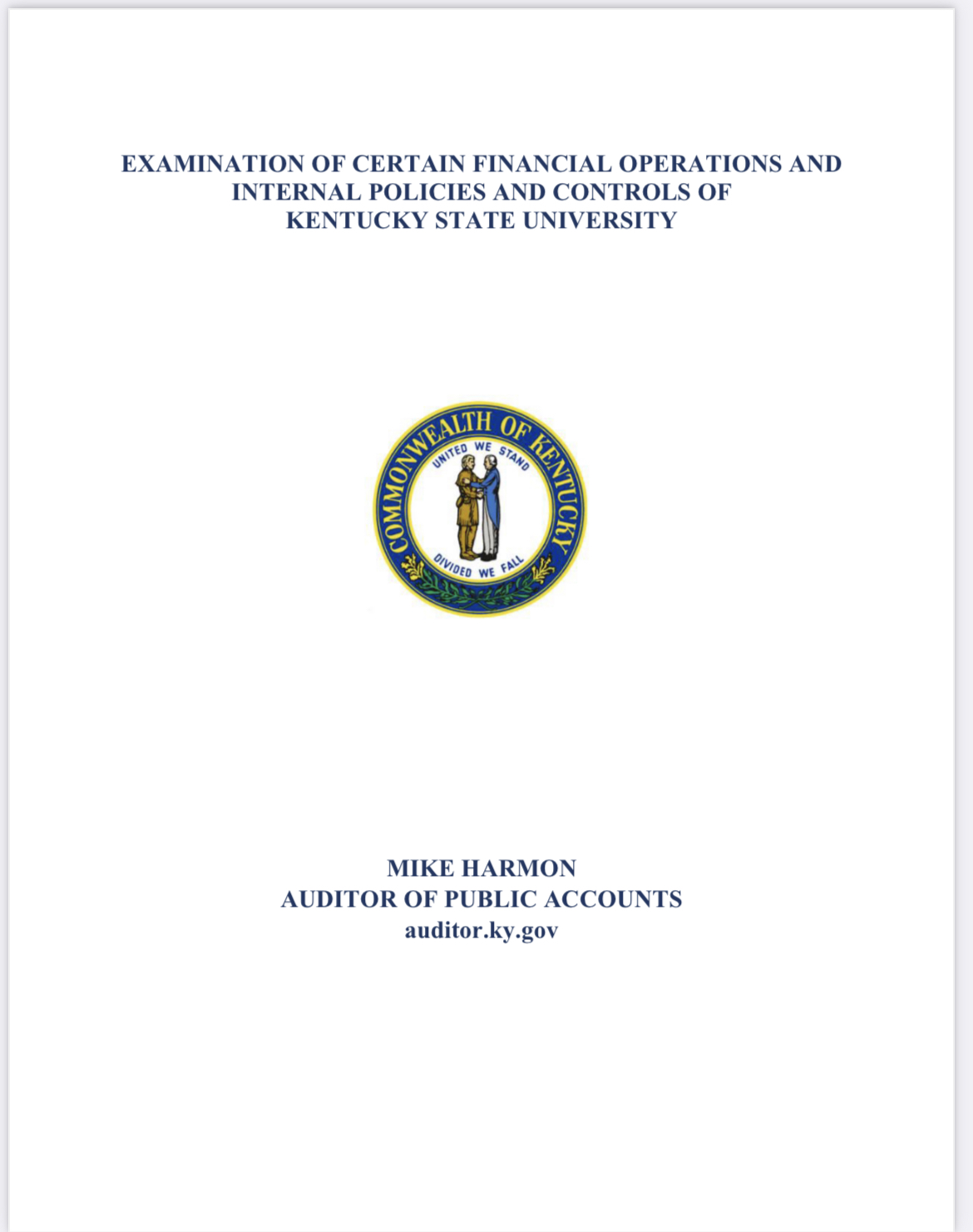 Cover page of Special Examination of KSU