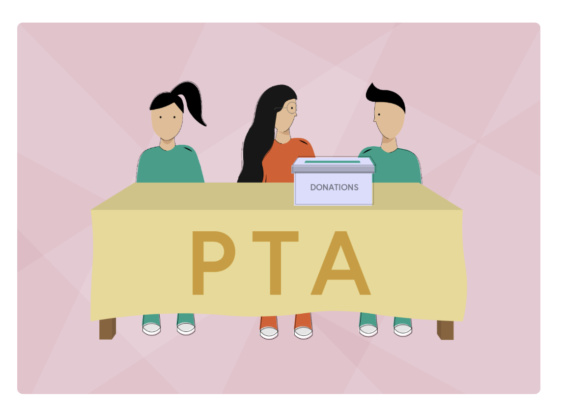 Image of parents and teachers at a table identified by the letters OTA