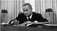 Phot of LBJ at his desk