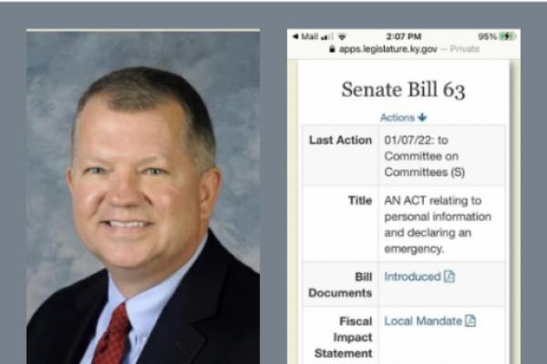 Sen. Carroll pictured with his annual assault on Kentucky’s open records law