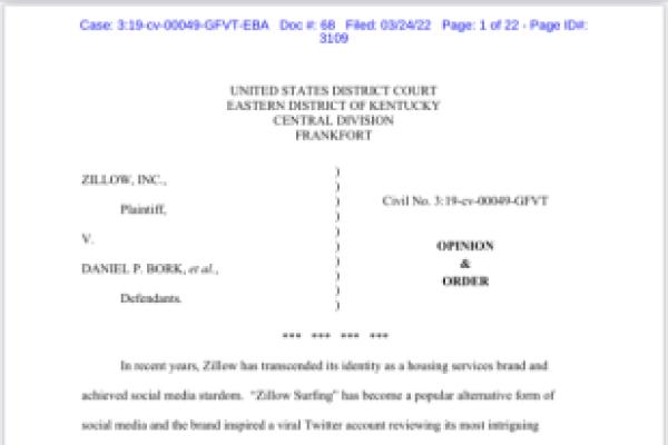 Zillow, Inc. v Daniel Bork, et al.