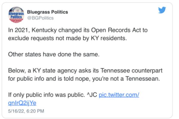 May 16 tweet from Bluegrass Politics