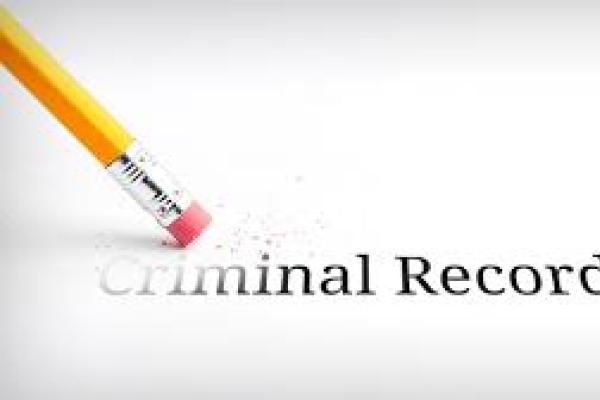 Graphic depicting a pencil erasing the words “criminal record”