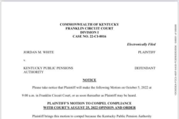 First page of Plaintiff Jordan White’s Motion to Compel