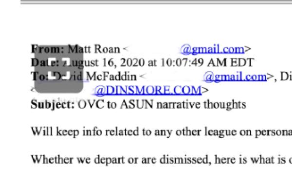 Screenshot of email exchanged by Eastern Kentucky University officials