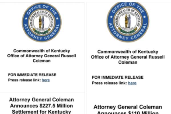 Attorney General’s press releases concerning settlements